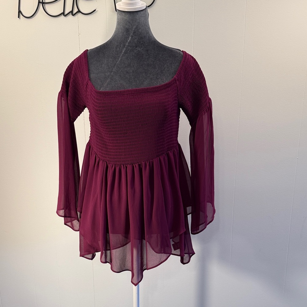 Torrid Burgundy Flowy Blouse